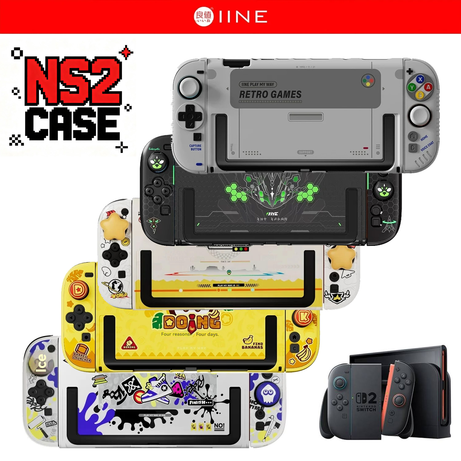 Gaming Console Handle - IINE Retro Case Switch 2 Pelindung