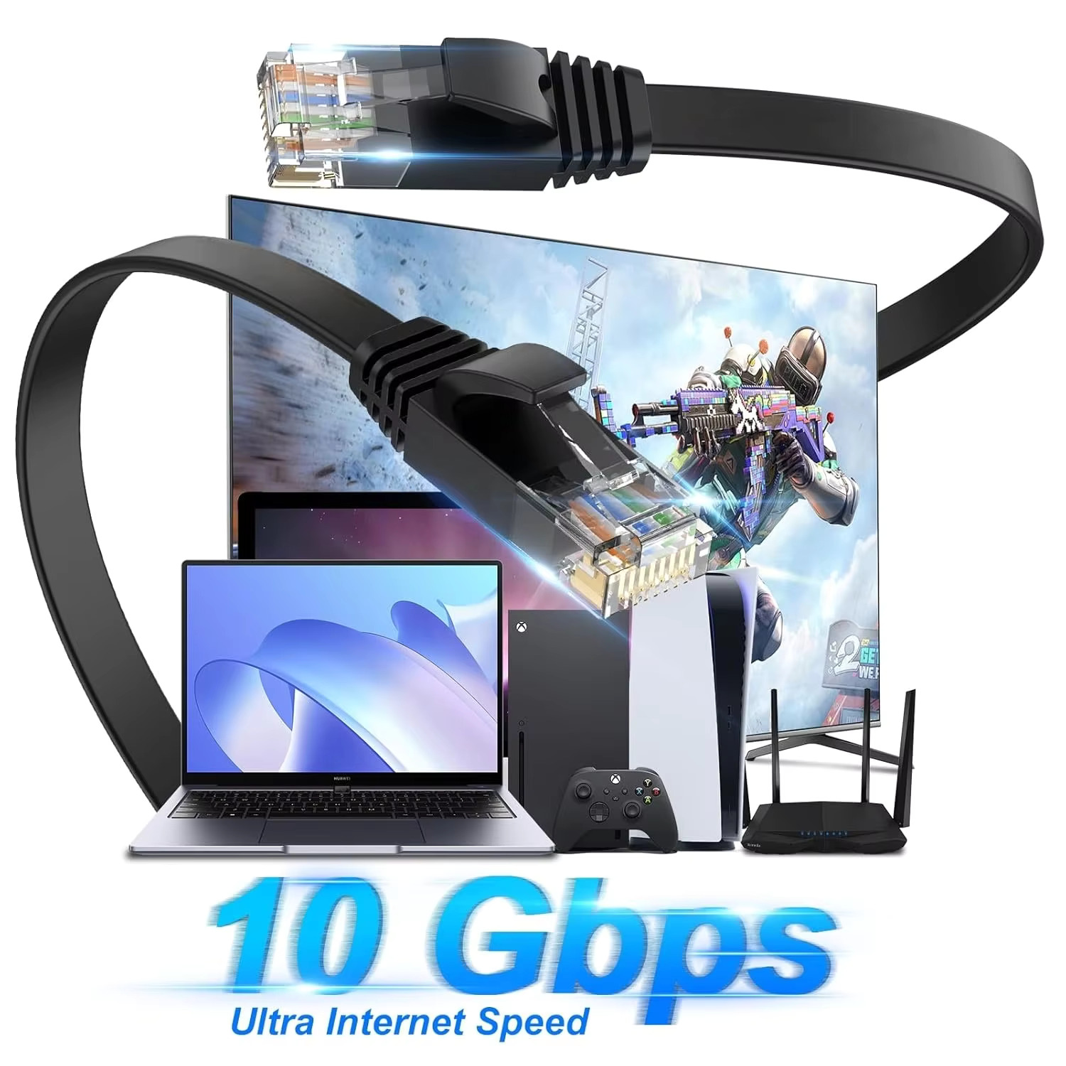Kabel Ethernet Cat 6 Datar, Lu - Lan Cable Gaming ulasan dan harga
